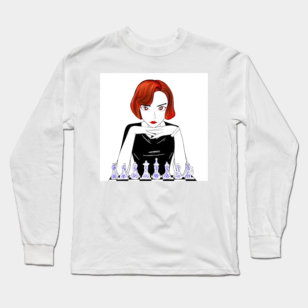 beth harmon ecopop chess art Long Sleeve T-Shirt by jorge_lebeau